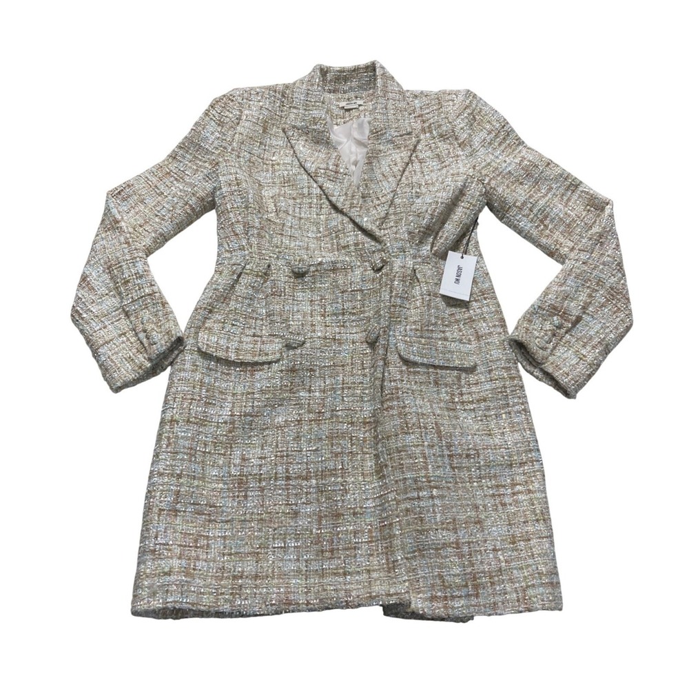 Jason Wu Medium Multi Color Sequin Tweed‎ Double Breasted Blazer Coat Jacket NWT